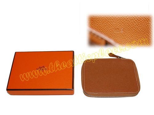 Hermes Gold Epsom Zip Around Palm Organizer w Cards Holder-0