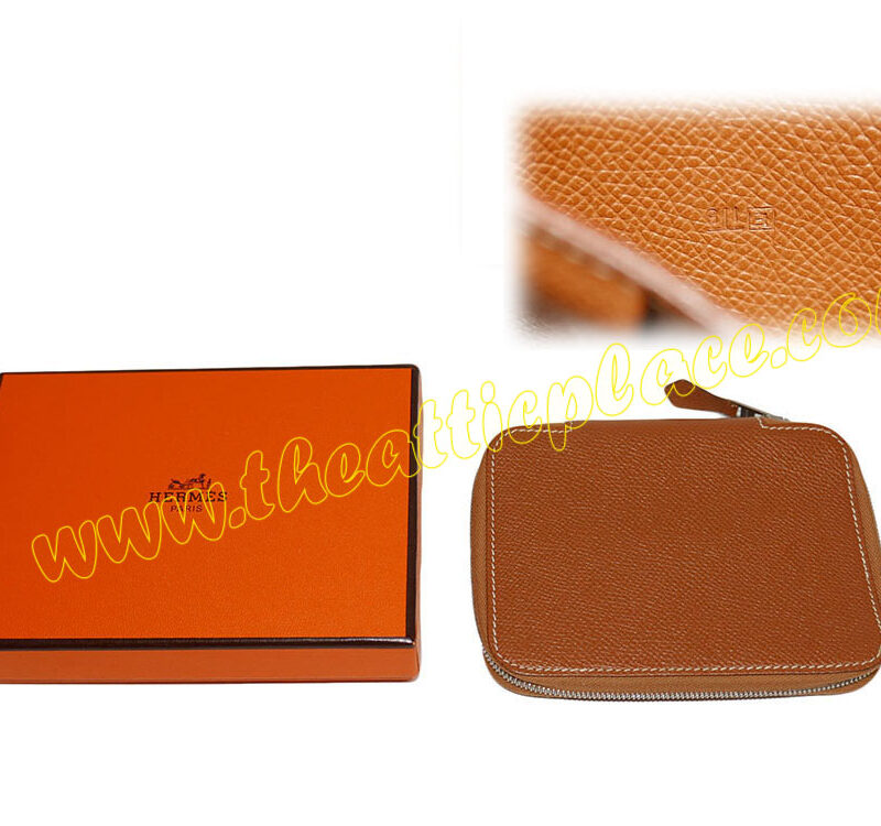 Hermes Gold Epsom Zip Around Palm Organizer w Cards Holder-0