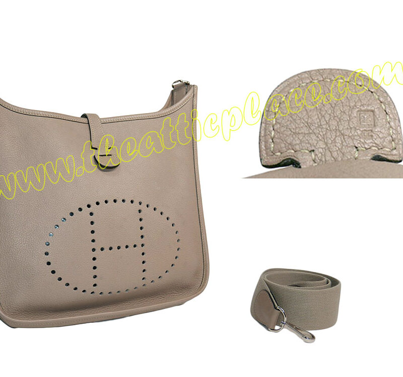 Hermes Gris Tourterelle Clemence Evelyne PM II K Stamp Messenger Bag-0