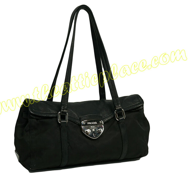 Prada Black Nylon Flap Buckle Bag-0