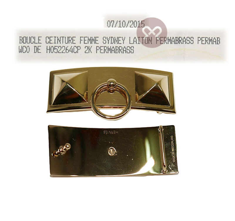 Hermes Buckle Sydney CDC Permabrass Hardware 24mm/ 80cm Orange/ Black R Stamp Reversible Belt