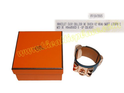 Hermes Bracelet CDC Swift Blue Colvert Small Unisex Rose Gold Hardware-0