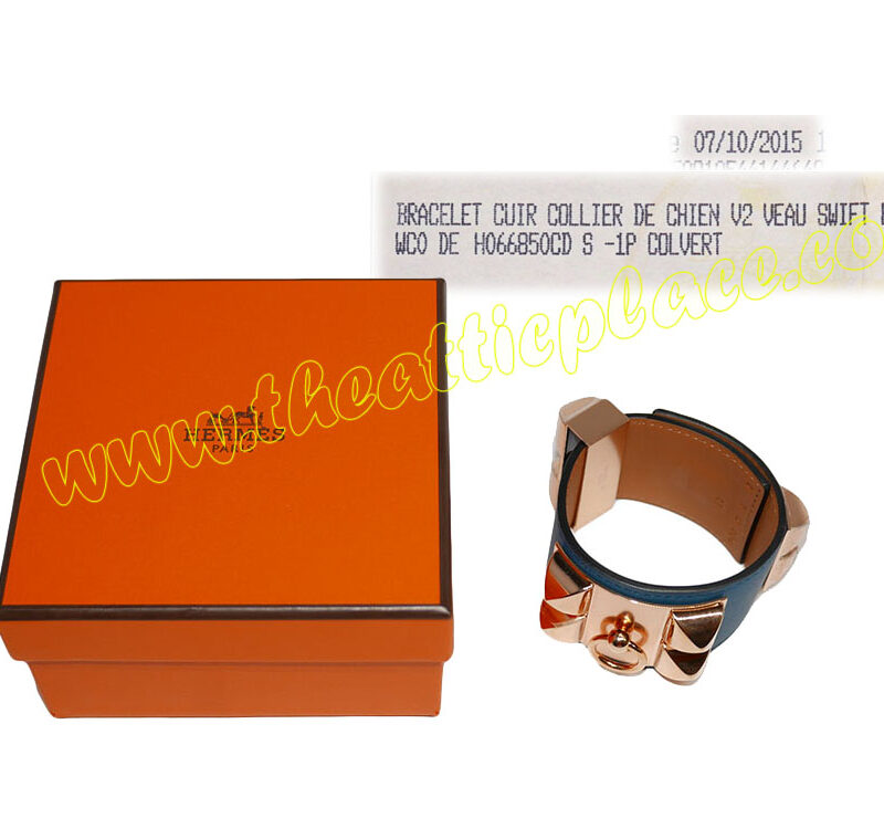 Hermes Bracelet CDC Swift Blue Colvert Small Unisex Rose Gold Hardware-0