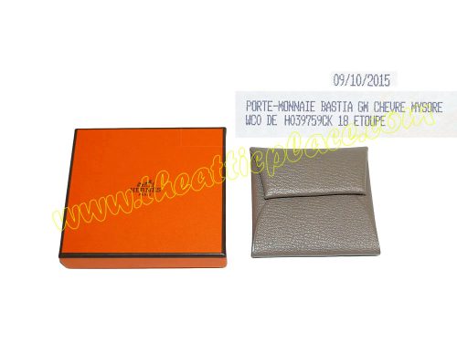 Hermes Etoupe Mysore Leather Coin/ Change Purse -0