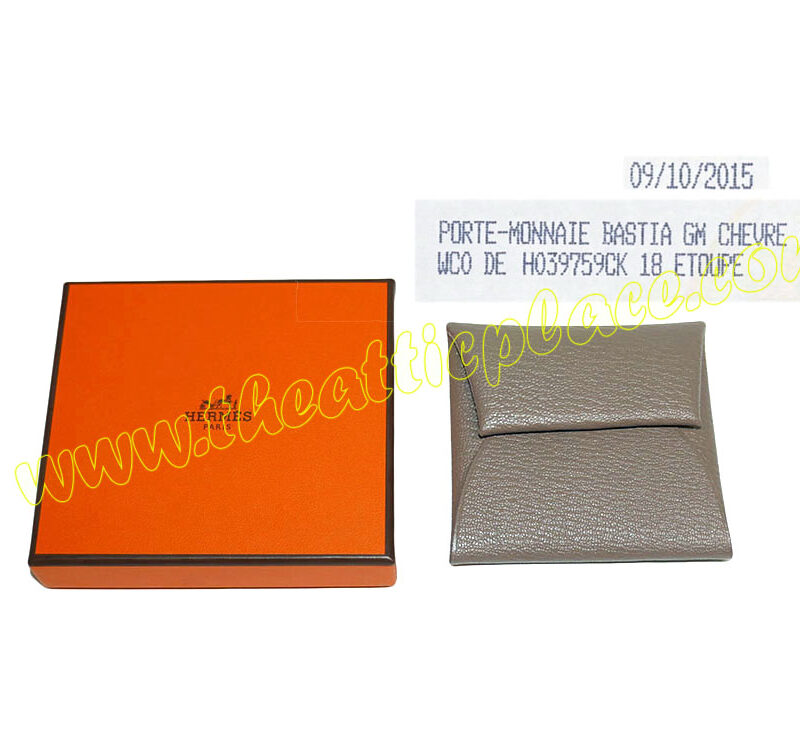 Hermes Etoupe Mysore Leather Coin/ Change Purse -0