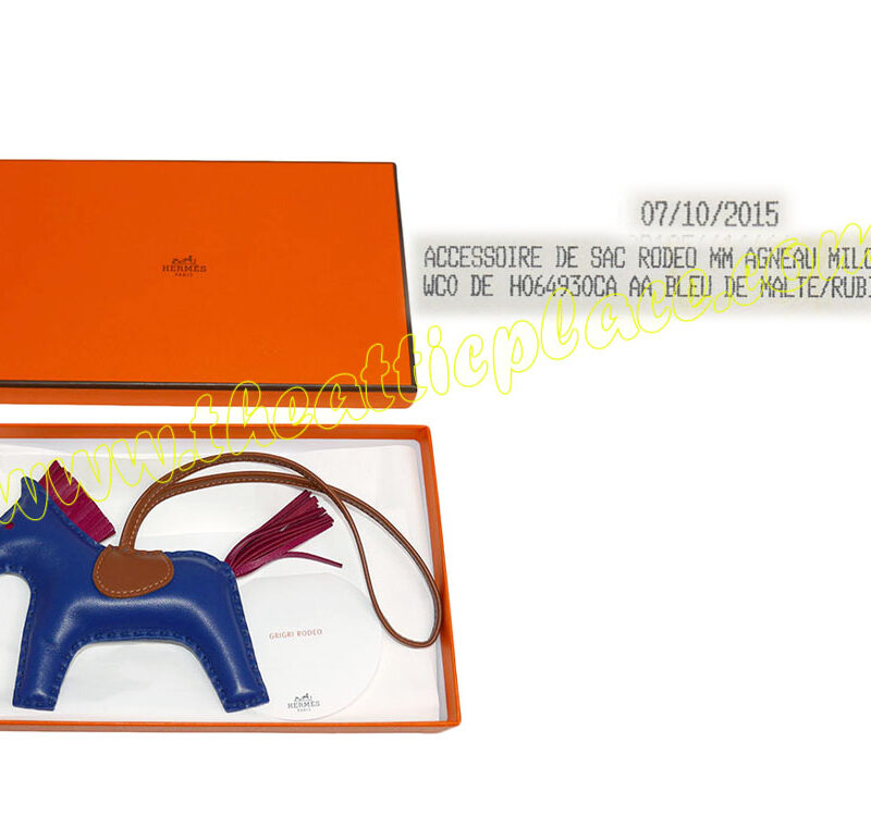 Hermes Rodeo MM Bleu De Malte/Rubis/Fauve Bag Charm for Birkin/ Kelly/ Lindy-0