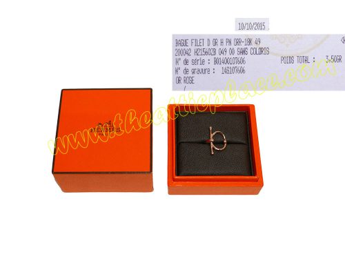 Hermes Gold Ring Filet D' Or H 18K Rose Gold PM Size 49-0