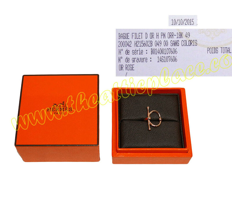 Hermes Gold Ring Filet D' Or H 18K Rose Gold PM Size 49-0