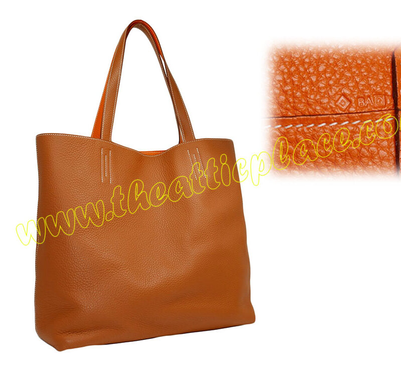Herrmes Sac Double Sens Orange/ Gold Clemence Q Stamp Small Unisex Bag-0
