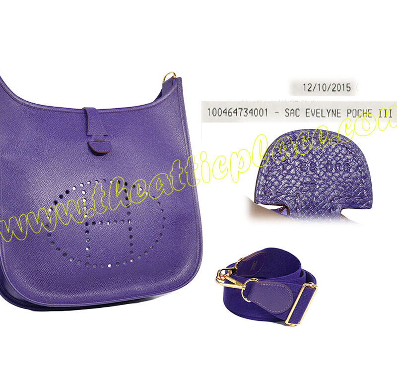 Hermes Evelyne III 29cm PM Purple T Stamp Veau Epsom Gold Hardware Shoulder/ Messenger Bag-0