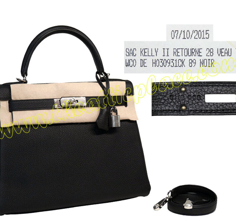 Hermes Kelly 28 Retourne Togo Learther in Black Palladium Hardware -0