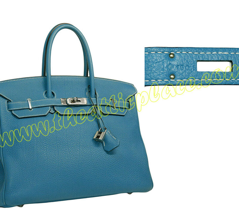 Hermes Birkin 35 Blue Jean Togo Q Stamp Palladium Hardware Unisex -0