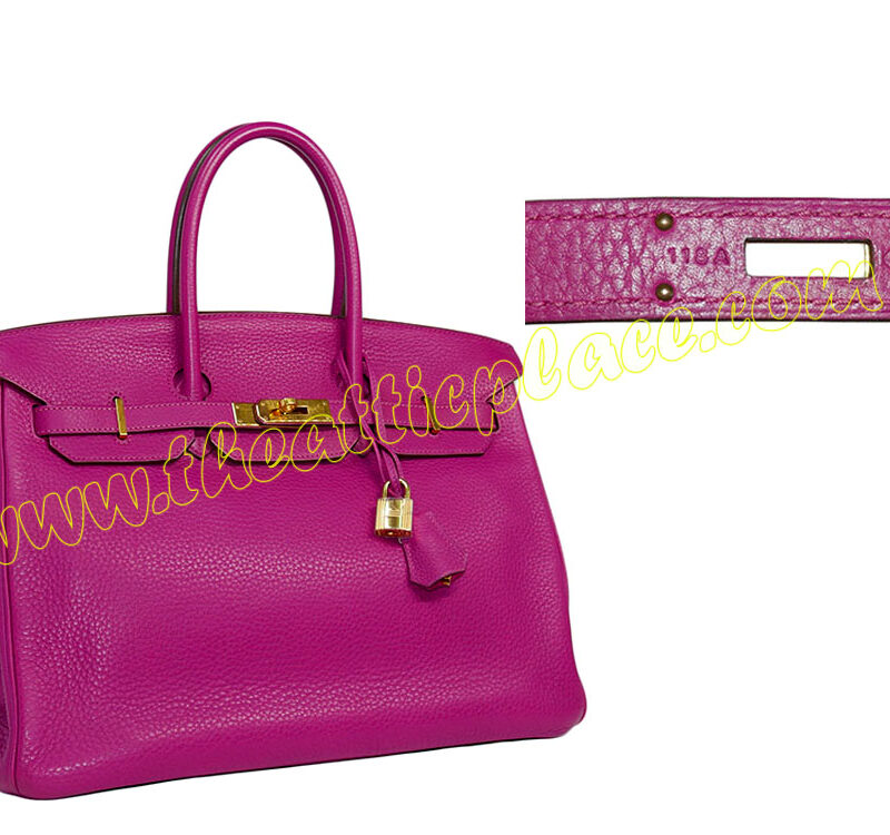 Hermes Birkin 35 Tosca Clemence Leather Q Stamp Gold Hardware-0