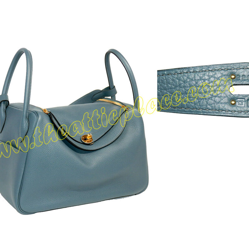 Hermes Lindy 34 Blue Tempete Clemence Gold Q Stamp-0