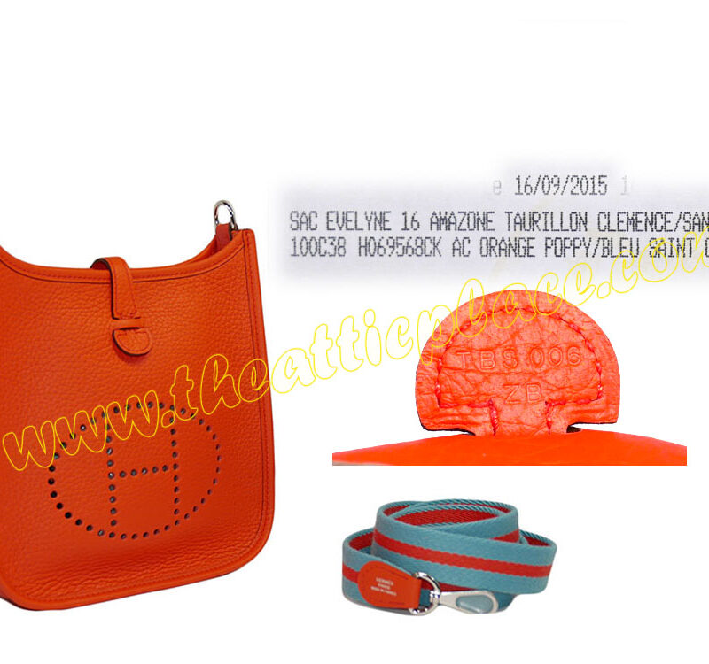 Hermes Evelyne 16 Amazone Clemence Orange Poppy / Bleu Saint Crossbody Sling Pouch -0