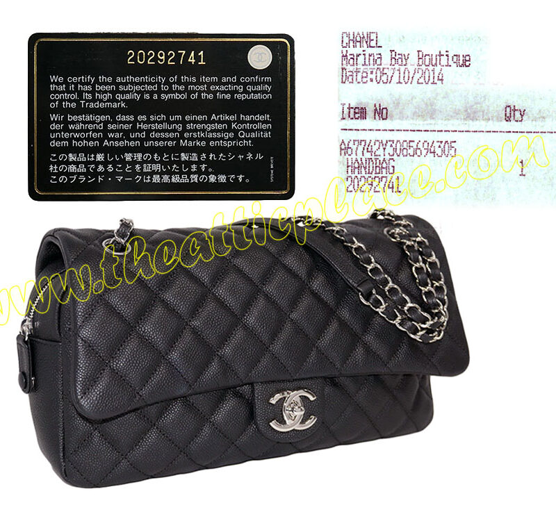 Chanel 20292741 Black Caviar Easy Flap (Basic Flap ) Jumbo Silver Metal-0