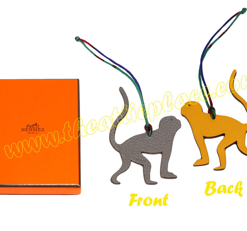 Hermes Petit H Monkey Etain/ Jaune Bag Charm-0