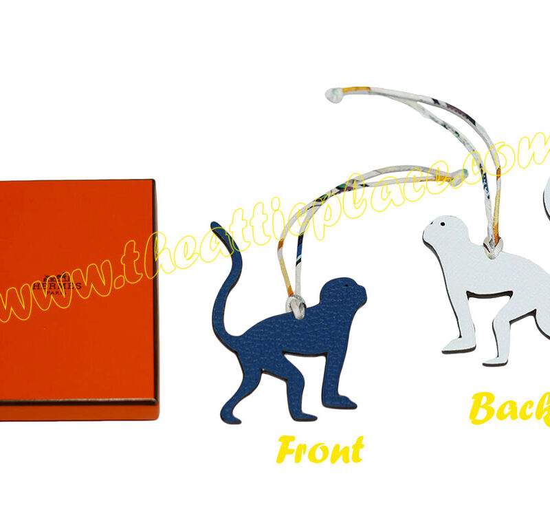 Hermes Petit H Monkey Blanc/ Blue De Galice Bag Charm-0