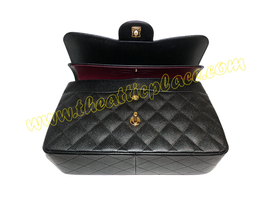 Chanel 18891386 Black Caviar Jumbo Double Flap Gold Hardware-37273