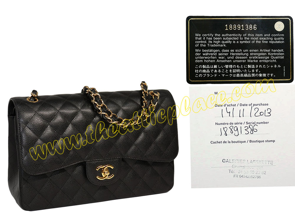 Chanel 18891386 Black Caviar Jumbo Double Flap Gold Hardware-0