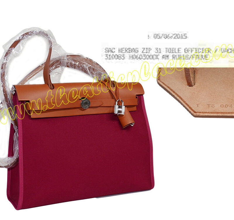 Hermes Ruby Herbag 31 Zip w Natural Calf T Stamp Palladium Hardware-0