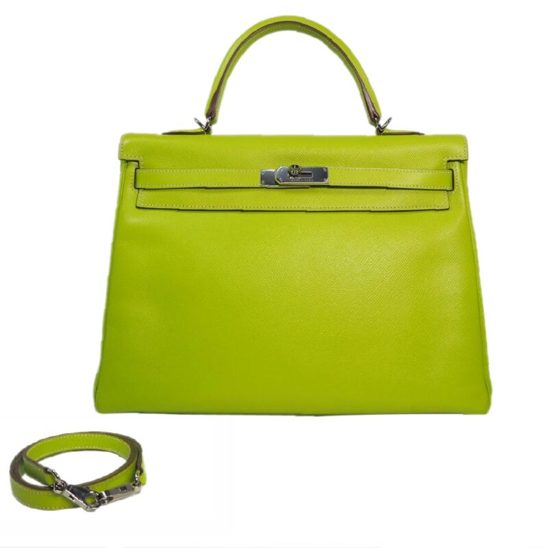 Hermes Kelly 35 Epsom Candy Color Kiwi / Lichen O Stamp Palladium Hardware-0
