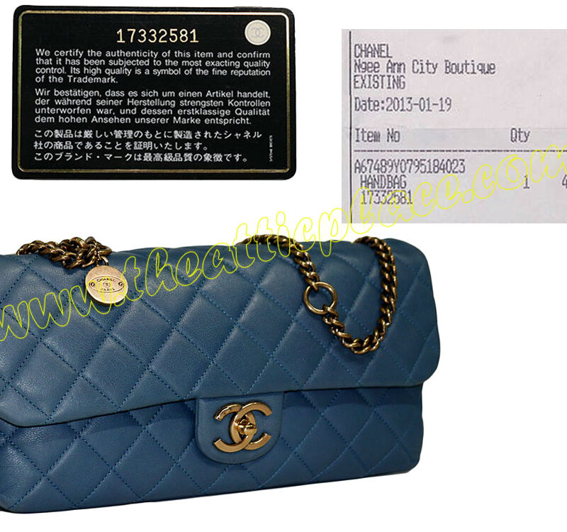 Chanel A67489 Limited Edition Blue Lambskin with Chain Strap and Extra Zip Compartment Gold Ruthenium Hardware -0