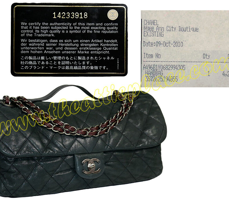 A49681Y Chanel 14233918 Black Velvet Leather Top Handle with Double Chain Ruthenium Hardware-0