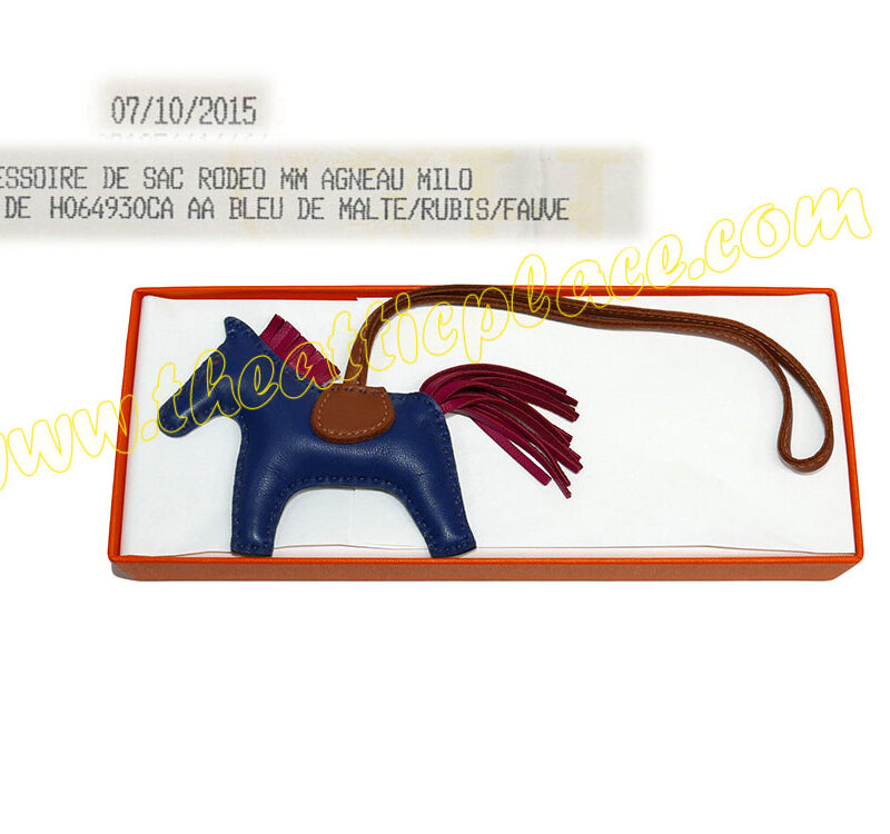 Hermes Rodeo PM Blue de malte/ Rubis /Fauve Horse Bag Charm -0