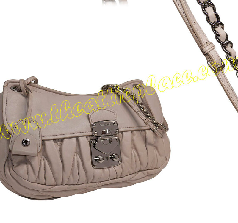 Miu Miu Grey Matelasse Flap w Back Zip Pocket Shoulder/ Messenger Bag-0