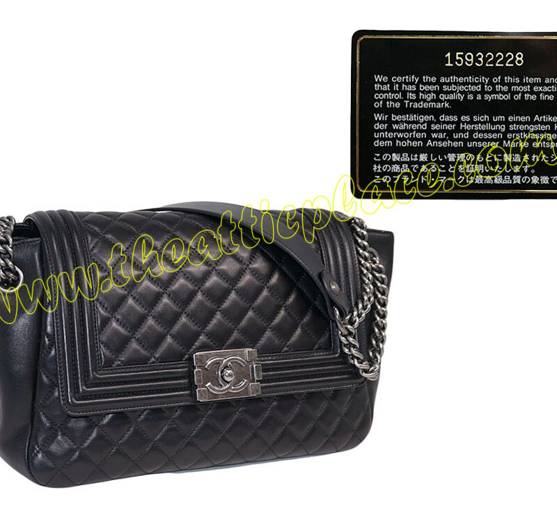 Chanel 15932228 Black Boy Chanle Calf Accordion Flap Ruthenium Hardware-0