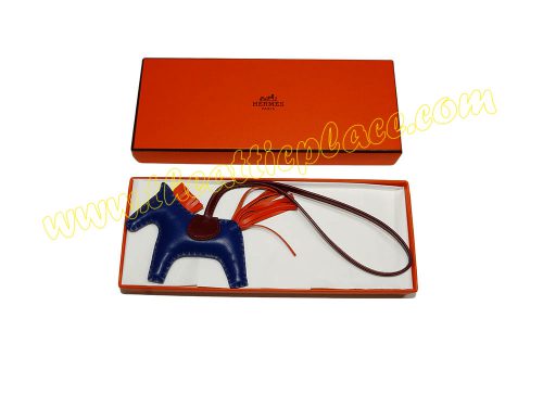 Hermes Rodeo PM Blue De Malte/ Rouge H/ Poppy Orange Bag Charm -0