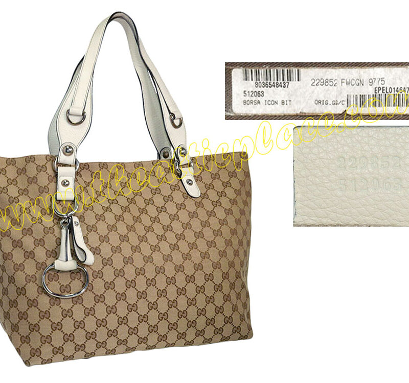 Gucci 229852 Beige GG Icon Bit Medium Tote with Horsebit Detail Shopping Bag-0