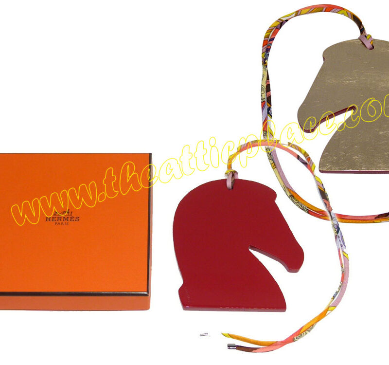 Hermes Samarcande Laque Moongold/ Rouge Cerise Bag Charm-0