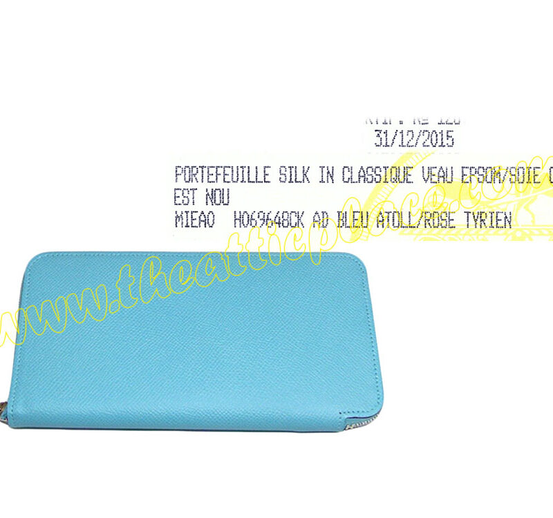 Hermes Silk in Wallet Epsom Blue Atoll/ Rose Tyrien Zip around -0