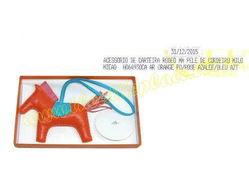 Hermes Rodeo PM Orange Poppy/ Rose Azalee/ Bleu Azt Bag Charm-0