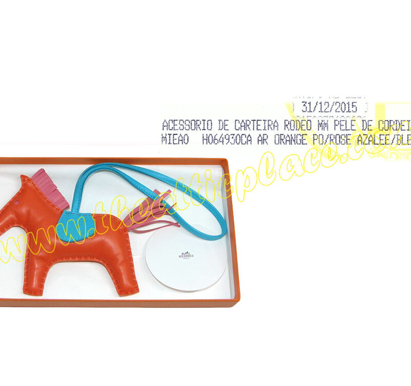 Hermes Rodeo PM Orange Poppy/ Rose Azalee/ Bleu Azt Bag Charm-0
