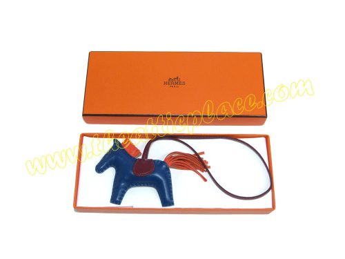 Hermes Rodeo PM Blue De Malte/ Rouge H/ Poppy Orange Bag Charm -0