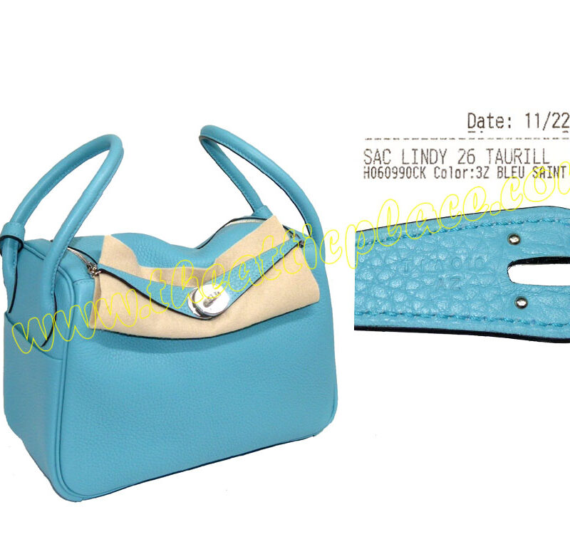 Hermes Lindy 26 Bleu Saint Cyr Clemence Leather T Stamp Palladium Hardware-0