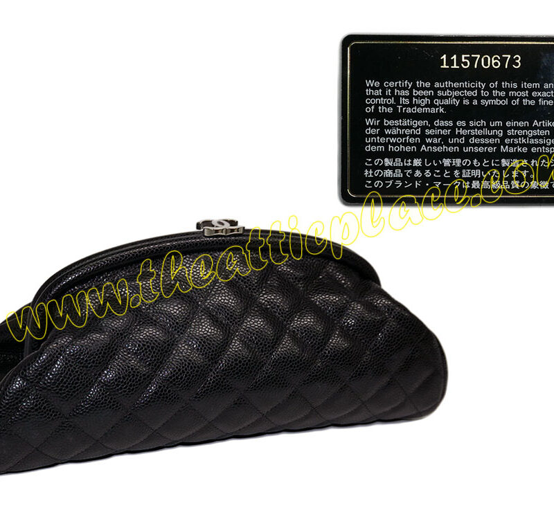 Chanel 11570673 Black Caviar Clutch Silver Hardware-0
