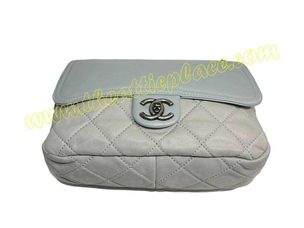 Chanel 15490032 Greylish Blue Velvet Leather Jumbo Zip Flap Shoulder/ Cross Body Bag-38213