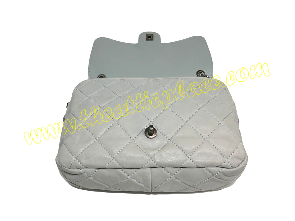 Chanel 15490032 Greylish Blue Velvet Leather Jumbo Zip Flap Shoulder/ Cross Body Bag-38217
