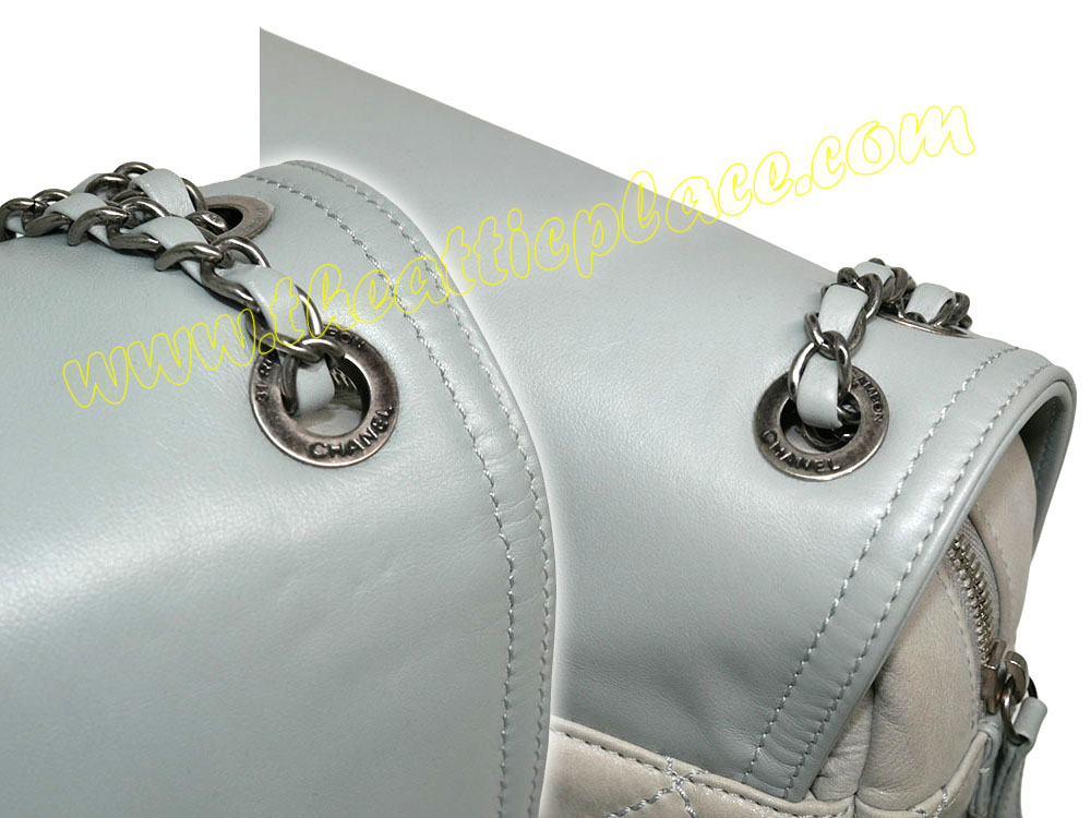 Chanel 15490032 Greylish Blue Velvet Leather Jumbo Zip Flap Shoulder/ Cross Body Bag-38212
