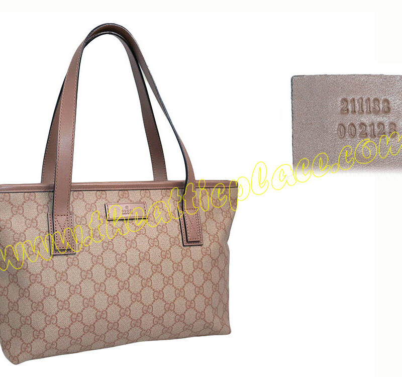 Gucci 211138 GG Pink Canvas Zip Top Small ShoppingTote-0