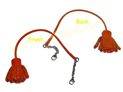 Hermes Carmencita Bookmark Orange Leather Bag Charm-0