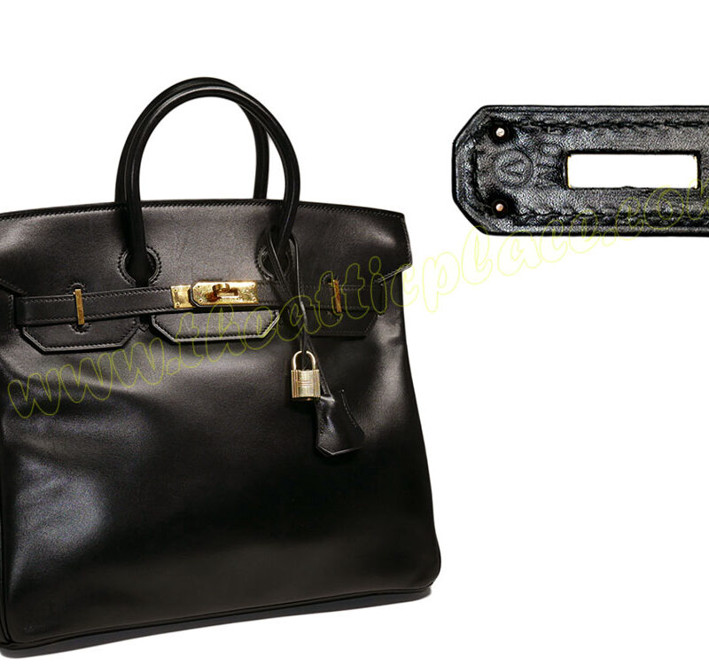 Hermes Birkin 32 HAC " Haut à courroies " Black Box Calf V Circle Stamp Gold Hardware-0