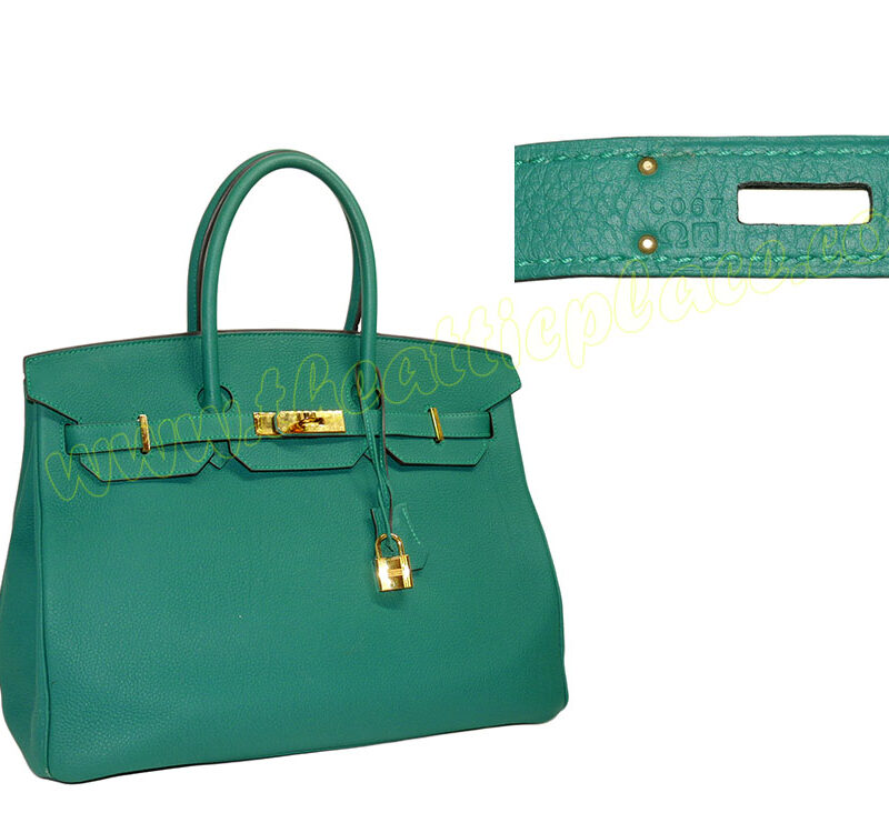 Hermes Birkin 35 Malachite Green Q Stamp Togo Gold Hardware-0