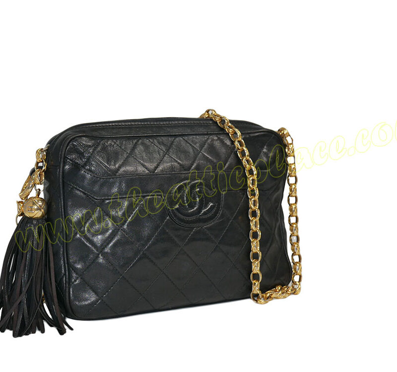 Chanel Black Vintage Lambskin Zip Top w Front Pocket Gold Hardware-0