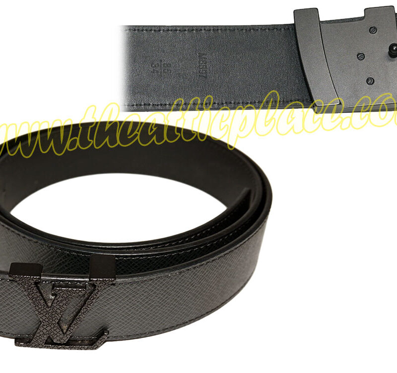Louis Vuitton M6897V Ardoise Taiga Leather 30mm Size 85/34 LV Initiales Reversible Belt (CA4170) -0