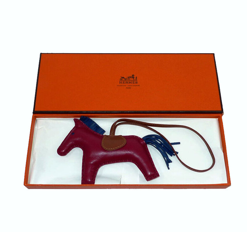 Hermes Rodeo MM Rubis/ Bleu de Malte/ Fauve Bag Charm-0